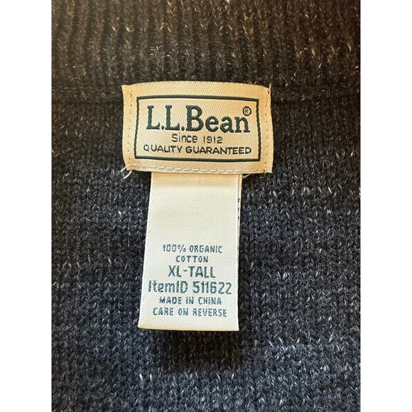 L.L. Bean Organic Cotton 1/4 Zip Sweater XL Tall Waffle Knit EUC - Picture 3 of 7